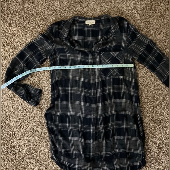 Cloth & Stone women's Medium Black and white Plaid Long Sleeve Button Down Shirt - Picture 5 of 7